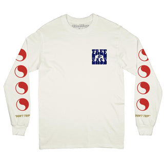 Americana Long Sleeve Tee in cream with a navy, red, and gold design on a white background -Free & Easy
