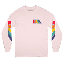 Load image into Gallery viewer, Natural Rainbow long sleeve tee in light pink with multicolor graphic on a white background -Free &amp; Easy
