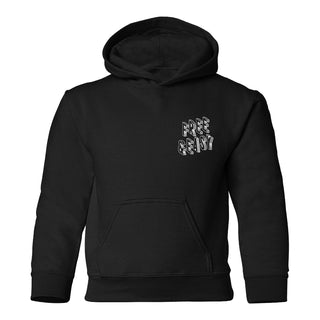 Black hoodie with 'Free and Easy' text on a white background