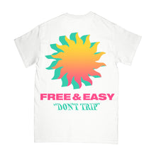 Load image into Gallery viewer, Sun Shadow SS Tee in white with multicolor design on a white background -Free &amp; Easy

