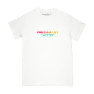 Sun Shadow SS Tee in white with multicolor design on a white background -Free & Easy