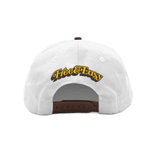 Load image into Gallery viewer, Free &amp; Easy white and brown hat with yellow and brown Free &amp; Easy logo on a white background, back - Free &amp; Easy
