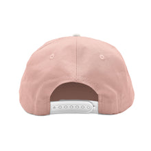 Load image into Gallery viewer, Free &amp; Easy pink hat white brim with white embroidered Free &amp; Easy logo on white background, back - Free &amp; Easy
