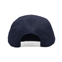 Load image into Gallery viewer, Free &amp; Easy navy hat white brim with white embroidered Free &amp; Easy logo on white background, back - Free &amp; Easy
