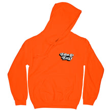 Load image into Gallery viewer, Don&#39;t Trip OG Hoodie in neon orange with white and black Free &amp; Easy logo design on front left side on a white background - Free &amp; Easy
