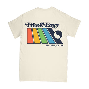 Natural Rainbow SS Tee in natural with a multicolor design on a white background -Free & Easy