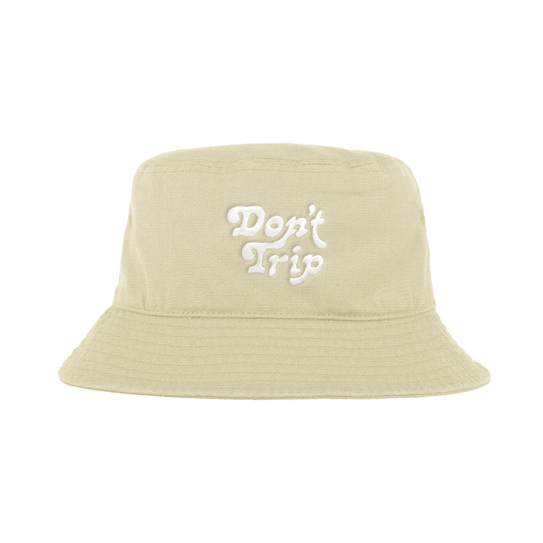 Free & Easy Don't Trip Canvas Bucket Hat in cream with white Don't Trip embroidery on a white background - Free & Easy