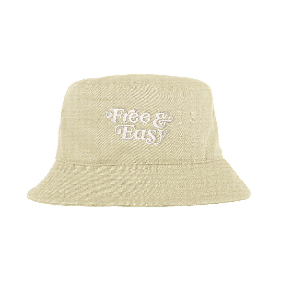 Free & Easy Don't Trip Canvas Bucket Hat in cream with white Free & Easy embroidery on a white background - Free & Easy