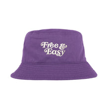 Load image into Gallery viewer, Free &amp; Easy Don&#39;t Trip Canvas Bucket Hat in purple with white Free &amp; Easy embroidery on a white background - Free &amp; Easy
