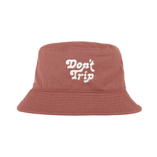 Load image into Gallery viewer, Free &amp; Easy Don&#39;t Trip Canvas Bucket Hat in brick with white Don&#39;t Trip embroidery on a white background - Free &amp; Easy

