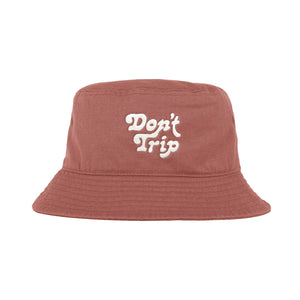 Free & Easy Don't Trip Canvas Bucket Hat in brick with white Don't Trip embroidery on a white background - Free & Easy