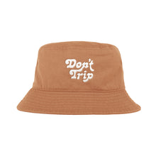 Load image into Gallery viewer, Free &amp; Easy Don&#39;t Trip Canvas Bucket Hat in terracotta with white Don&#39;t Trip embroidery on a white background - Free &amp; Easy
