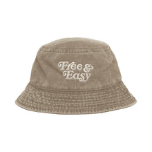 Load image into Gallery viewer, Free &amp; Easy Don&#39;t Trip Washed Khaki Bucket Hat with white Free &amp; Easy embroidery on a white background - Free &amp; Easy
