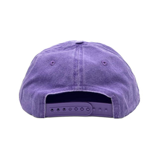 Don't Trip Washed Snapback Hat in purple with white and yellow Don't Trip embroidery and a yellow LA design on a white background -Free & Easy