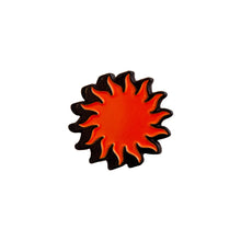 Load image into Gallery viewer, Sun Shadow Enamel Pin in orange and black on a white background -Free &amp; Easy
