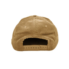 Load image into Gallery viewer, Don&#39;t Trip light brown corduroy hat with white and brown embroidered Don&#39;t Trip logo on a white background, back - Free &amp; Easy
