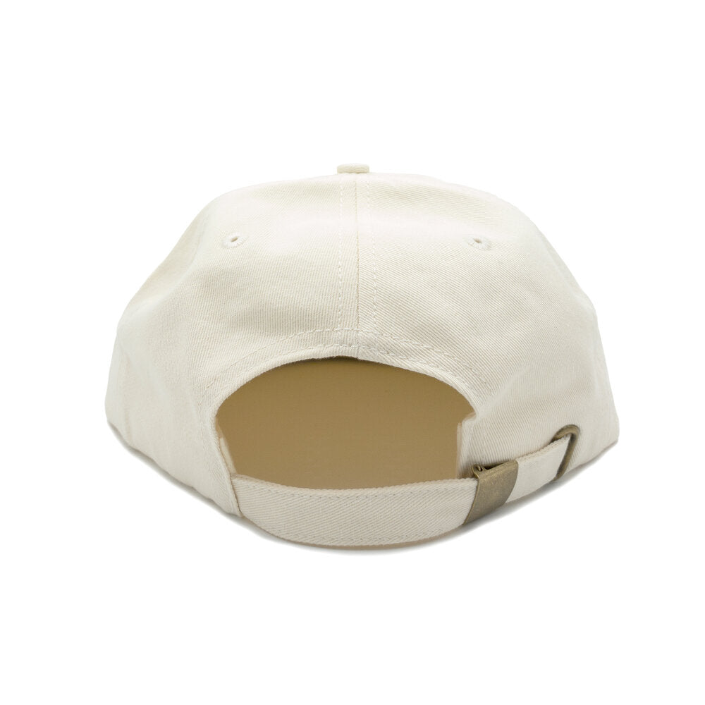 Don't Trip cream hat with white embroidered Don't Trip logo on white background, back - Free & Easy