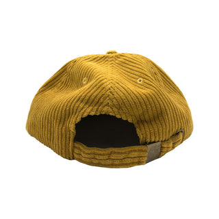 Don't Trip Fat Corduroy Hat in mustard with white Don't Trip embroidery on a white background -Free & Easy
