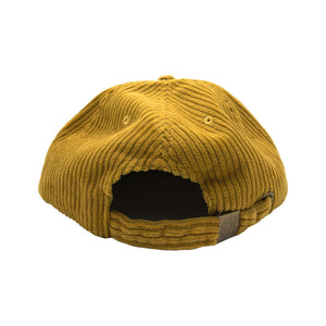 Don't Trip Fat Corduroy Hat in mustard with white Don't Trip embroidery on a white background -Free & Easy