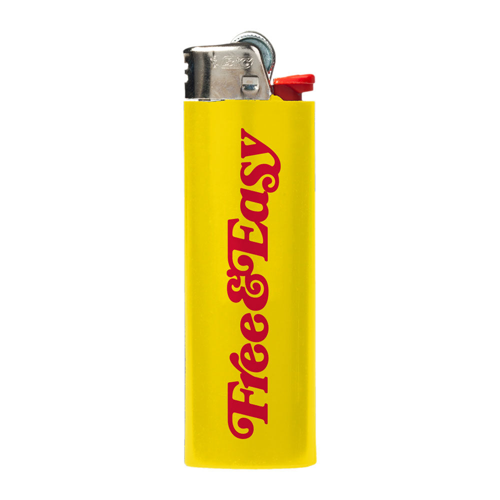 Free & Easy yellow lighter with red Free & Easy logo