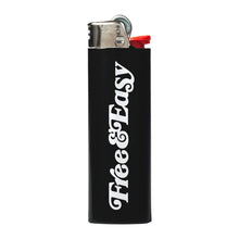 Load image into Gallery viewer, Free &amp; Easy black lighter with white font, front, on white background - Free &amp; Easy
